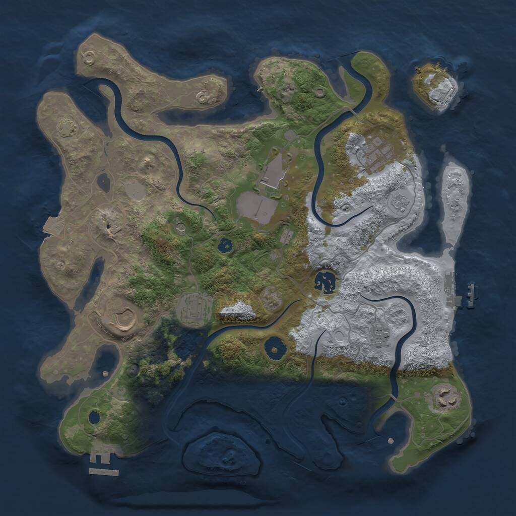 Rust Map: Procedural Map, Size: 3510, Seed: 1437693832, 13 Monuments