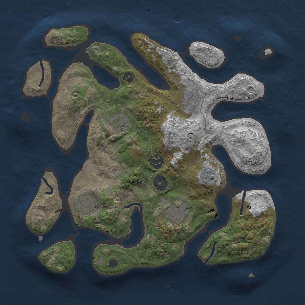 Rust Map: Procedural Map, Size: 3100, Seed: 1122235585, 9 Monuments