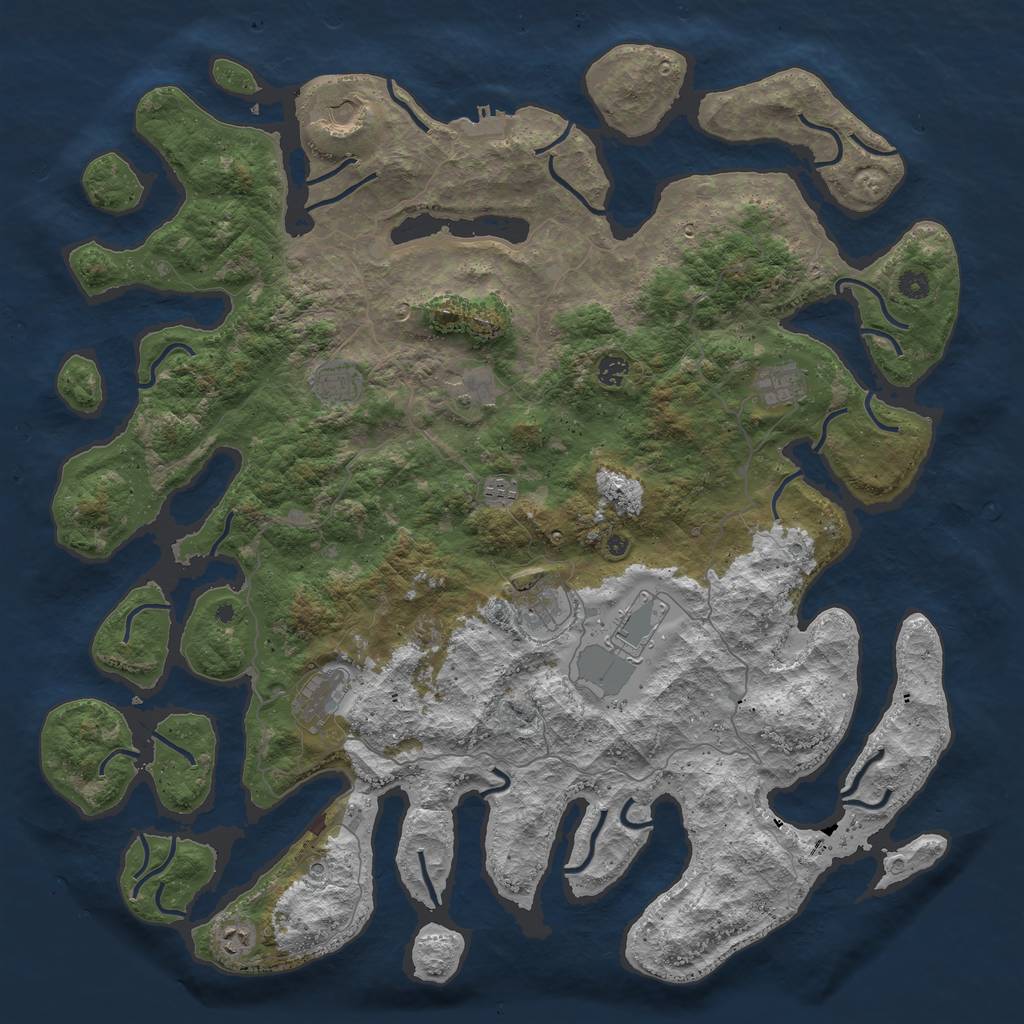 Rust Map: Procedural Map, Size: 5000, Seed: 56464877, 14 Monuments