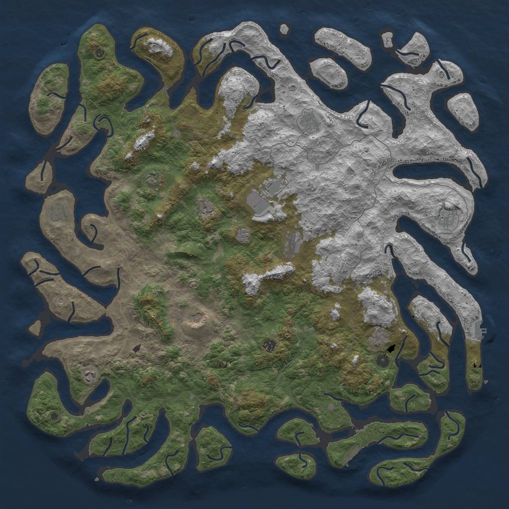 Rust Map: Procedural Map, Size: 6000, Seed: 1035198605, 16 Monuments