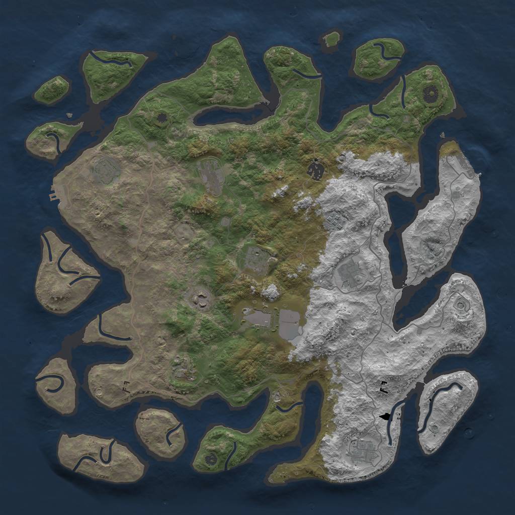 Rust Map: Procedural Map, Size: 4500, Seed: 464754014, 15 Monuments