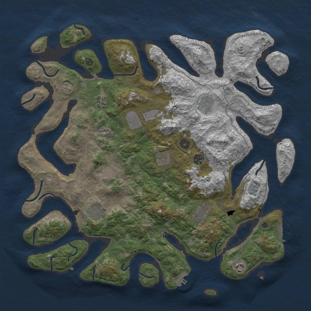 Rust Map: Procedural Map, Size: 4500, Seed: 44445643, 15 Monuments