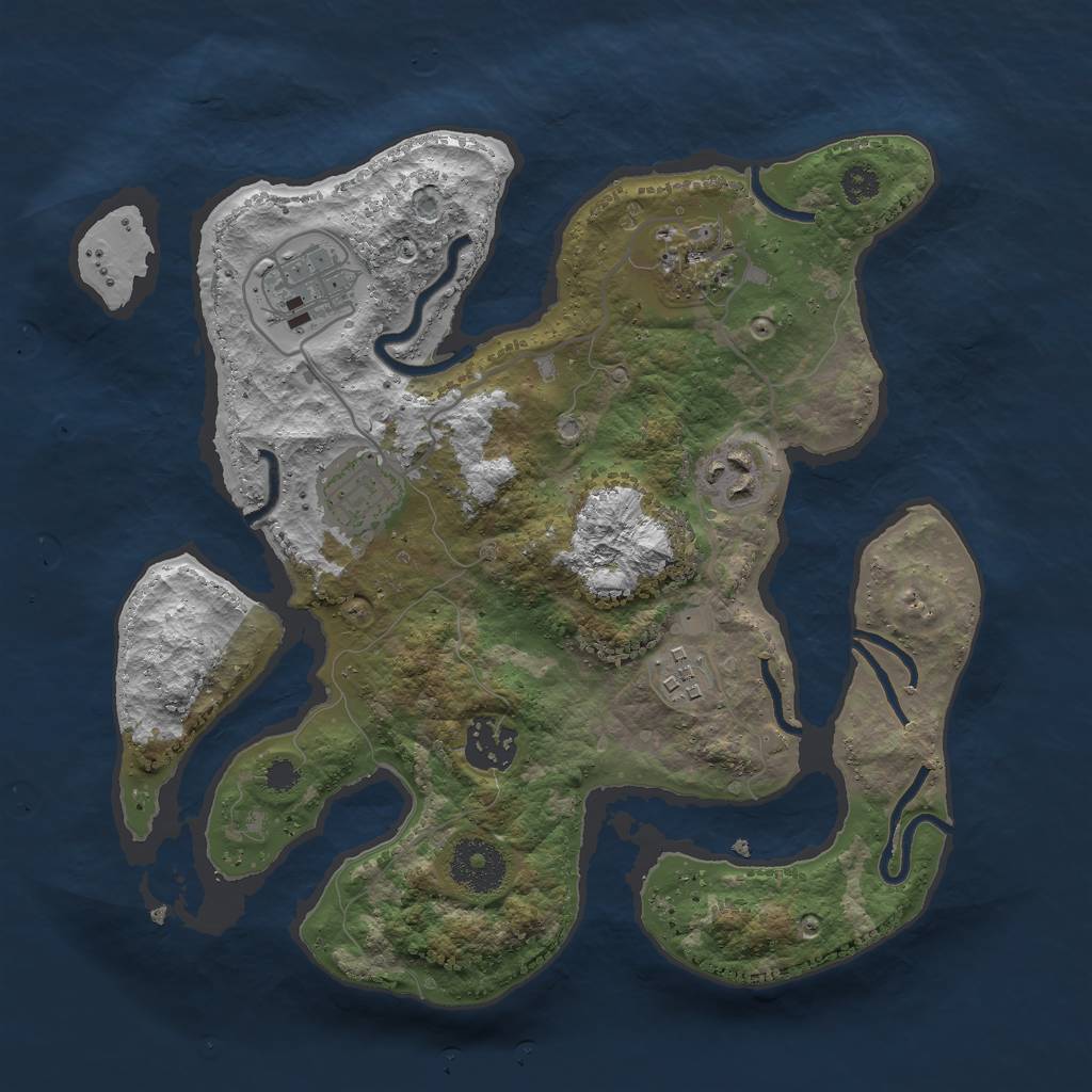 Rust Map: Procedural Map, Size: 3000, Seed: 1060094422, 8 Monuments