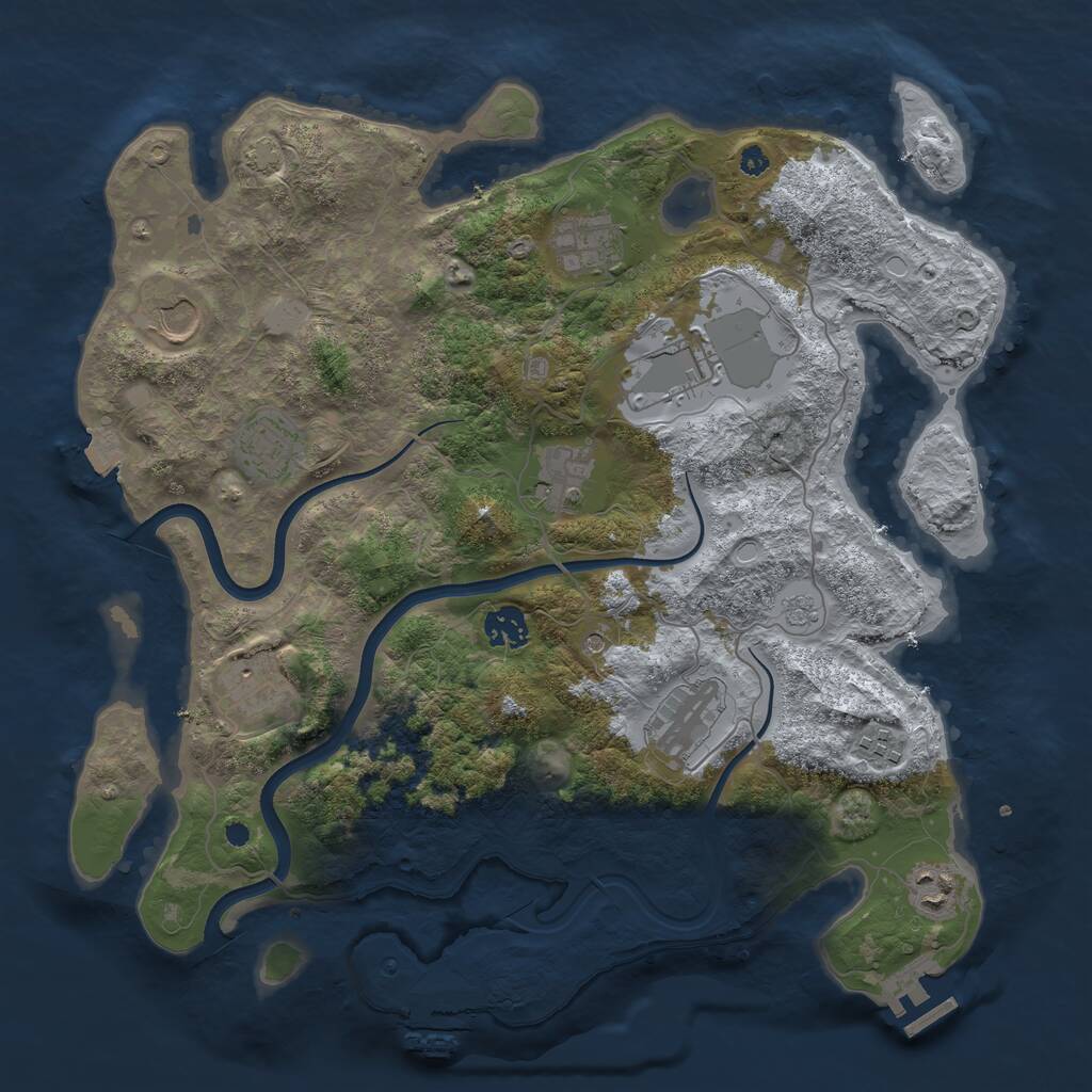 Rust Map: Procedural Map, Size: 3750, Seed: 300217836, 16 Monuments
