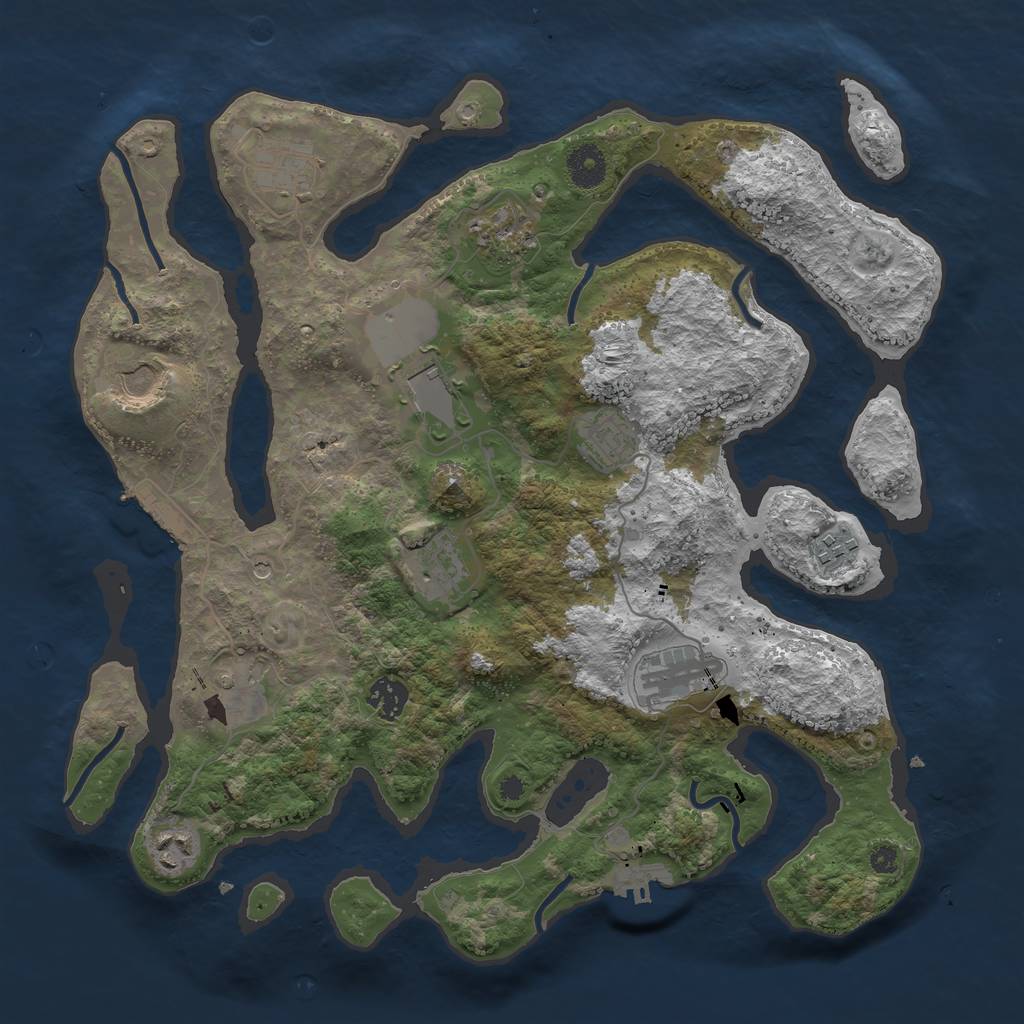 Rust Map: Procedural Map, Size: 3750, Seed: 300217836, 16 Monuments