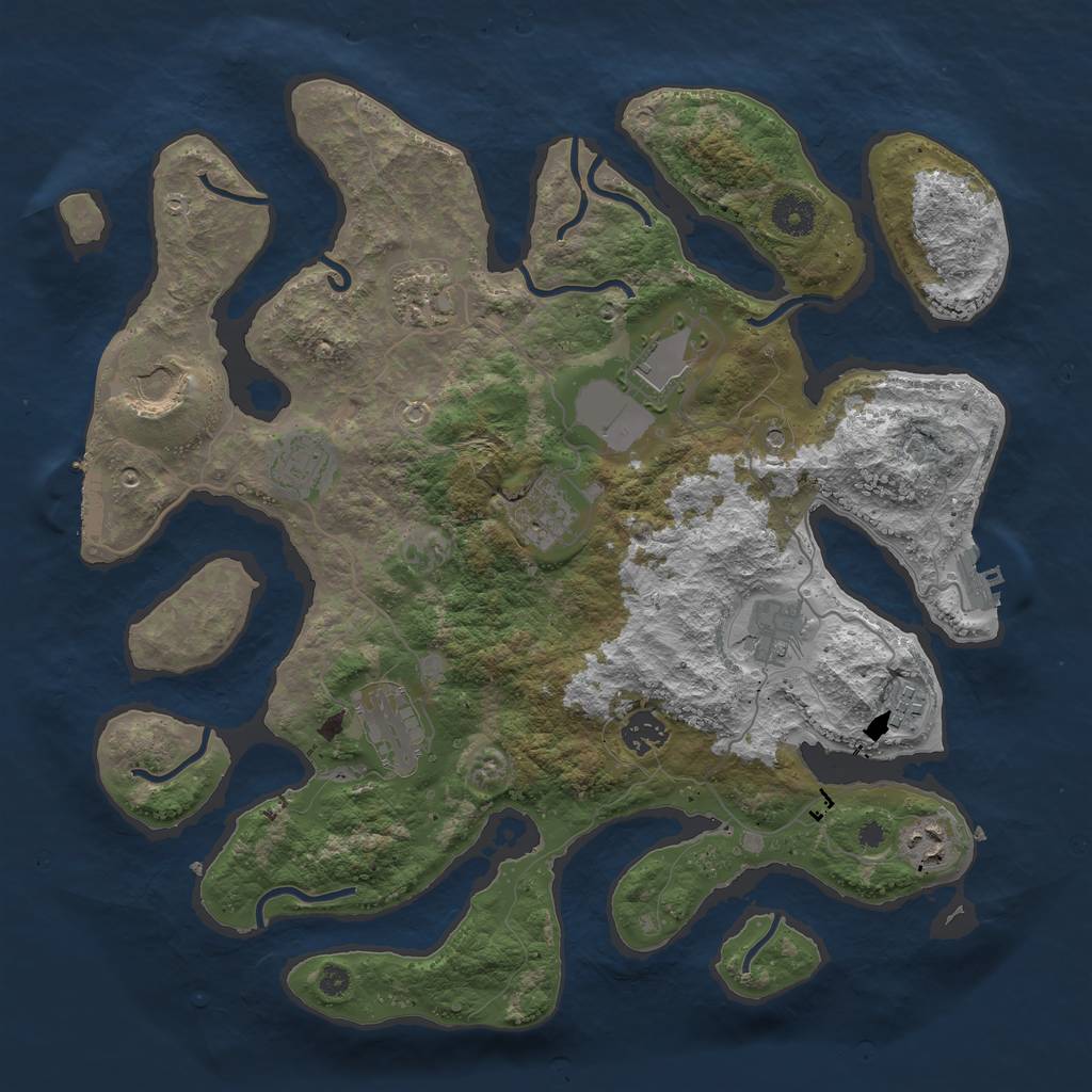 Rust Map: Procedural Map, Size: 3800, Seed: 103423, 15 Monuments