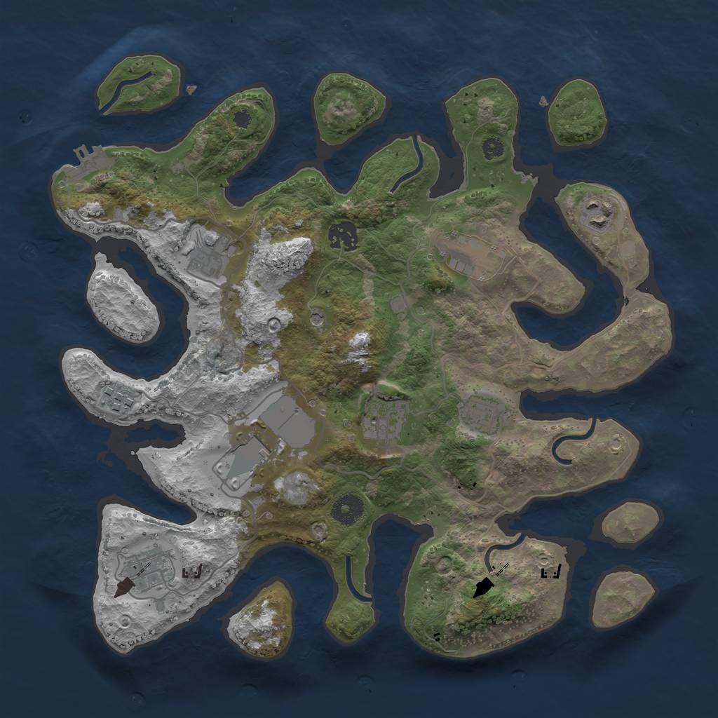 Rust Map: Procedural Map, Size: 3500, Seed: 1177247145, 13 Monuments