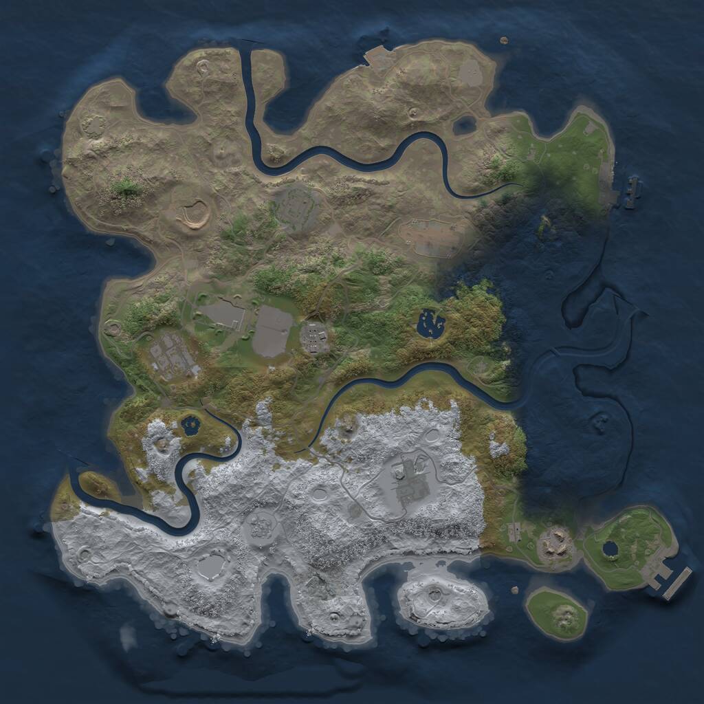 Rust Map: Procedural Map, Size: 3700, Seed: 101950995, 15 Monuments