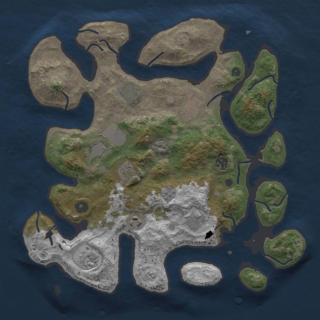 Rust Map: Procedural Map, Size: 3700, Seed: 101950995, 11 Monuments