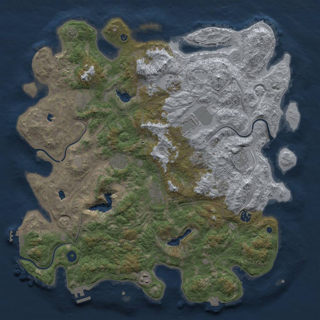 Rust Map: Procedural Map, Size: 4500, Seed: 700727758, 15 Monuments