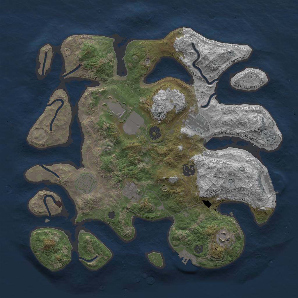 Rust Map: Procedural Map, Size: 3500, Seed: 1701253767, 12 Monuments