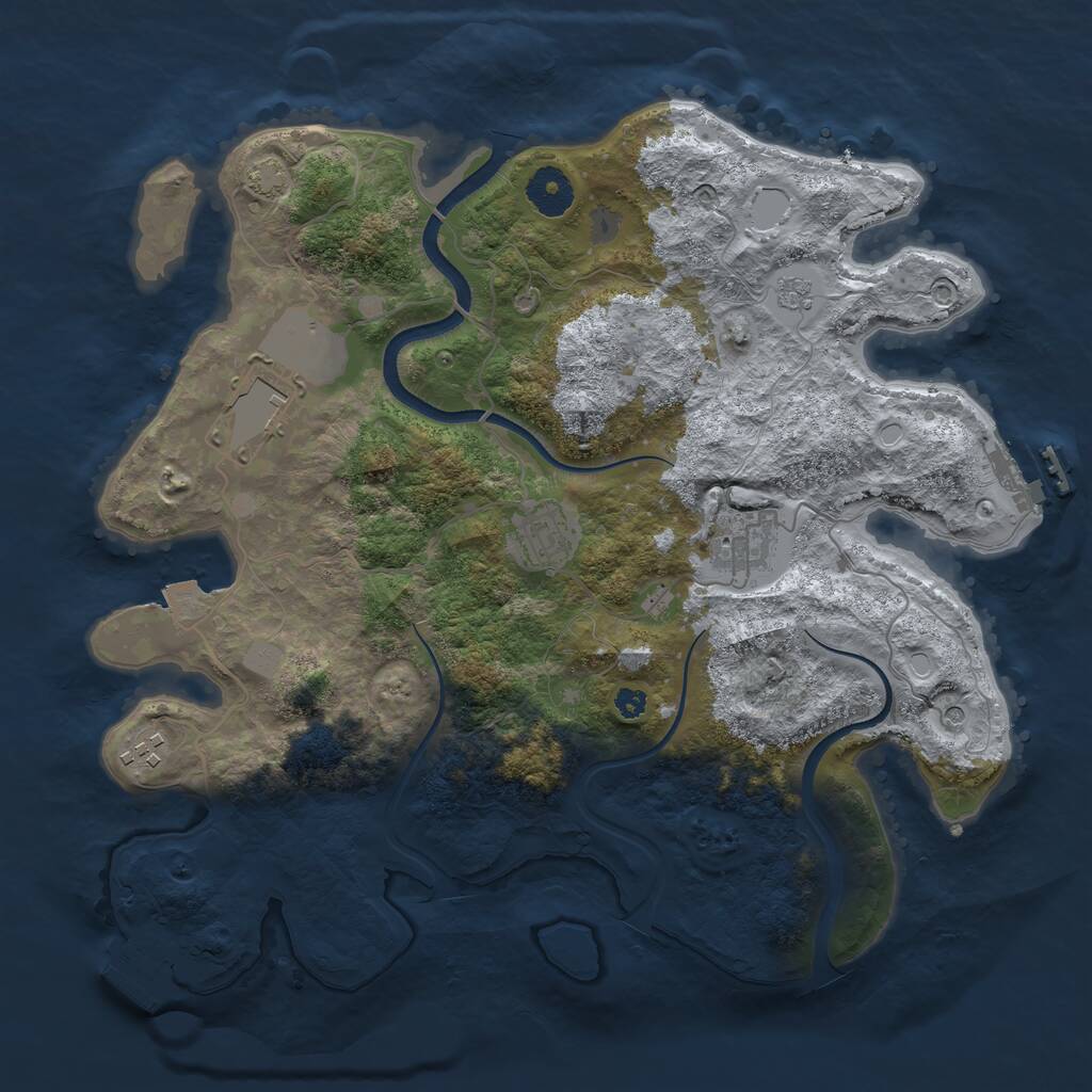Rust Map: Procedural Map, Size: 3500, Seed: 1701253767, 10 Monuments