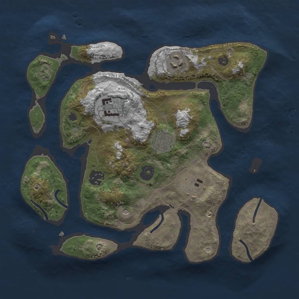 Rust Map: Procedural Map, Size: 3000, Seed: 1293, 8 Monuments