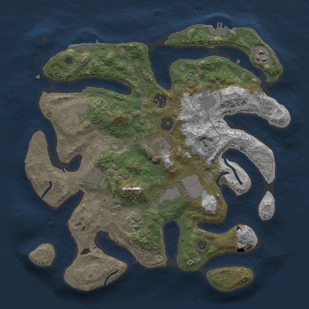 Rust Map: Procedural Map, Size: 3500, Seed: 198981469, 14 Monuments