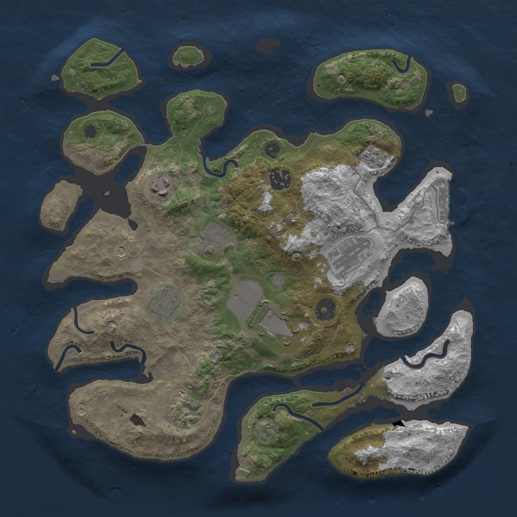 Rust Map: Procedural Map, Size: 3500, Seed: 156845, 12 Monuments