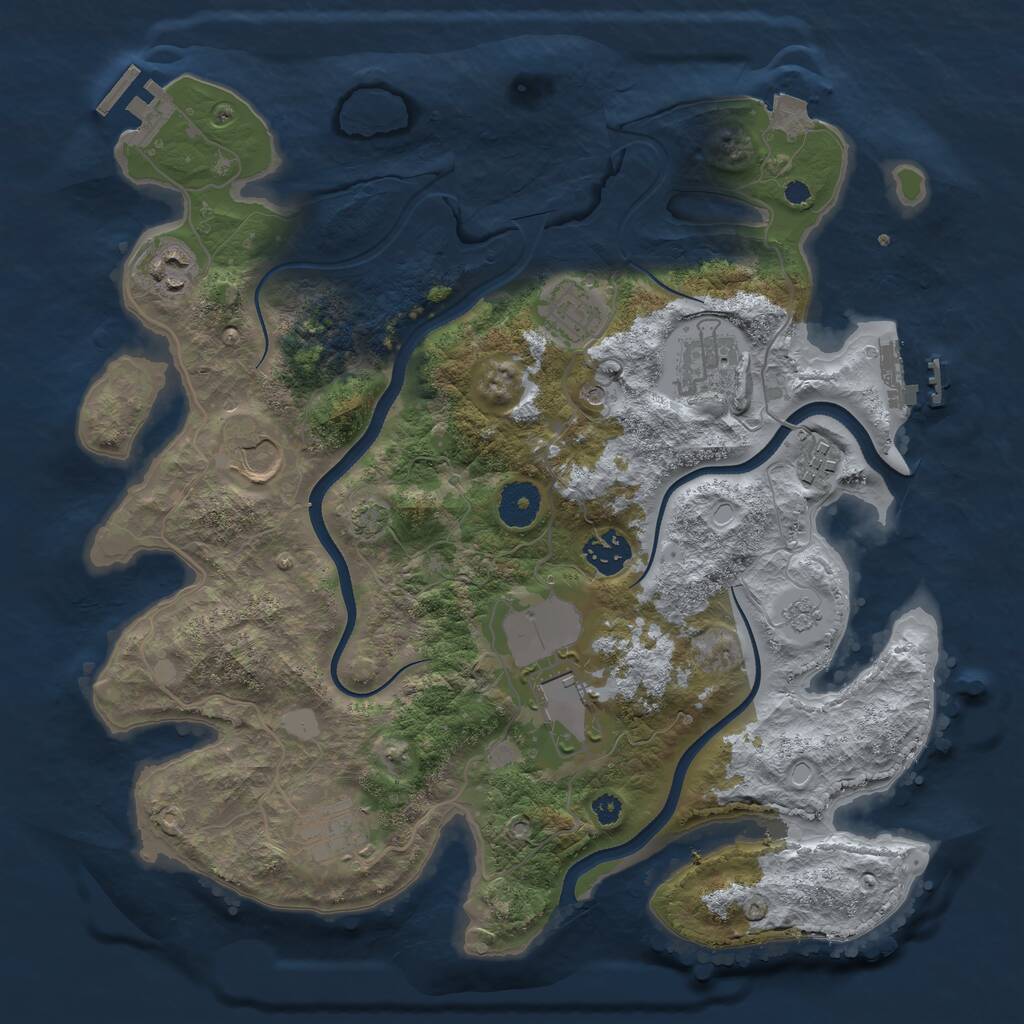 Rust Map: Procedural Map, Size: 3500, Seed: 156845, 14 Monuments