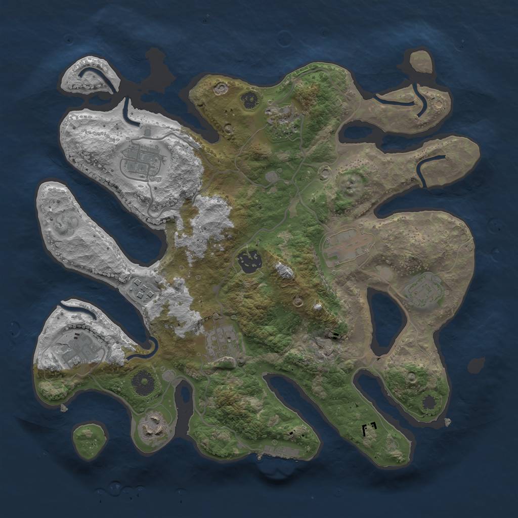 Rust Map: Procedural Map, Size: 3300, Seed: 159903966, 12 Monuments