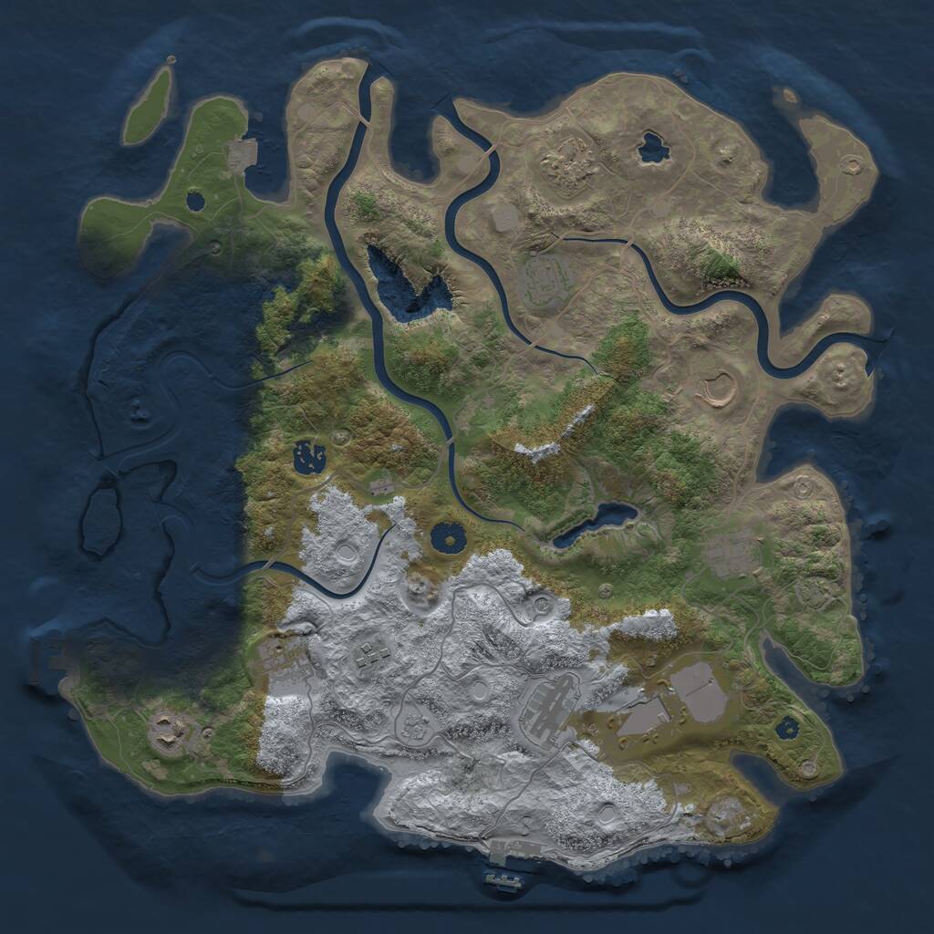 Rust Map: Procedural Map, Size: 4050, Seed: 789631410, 16 Monuments