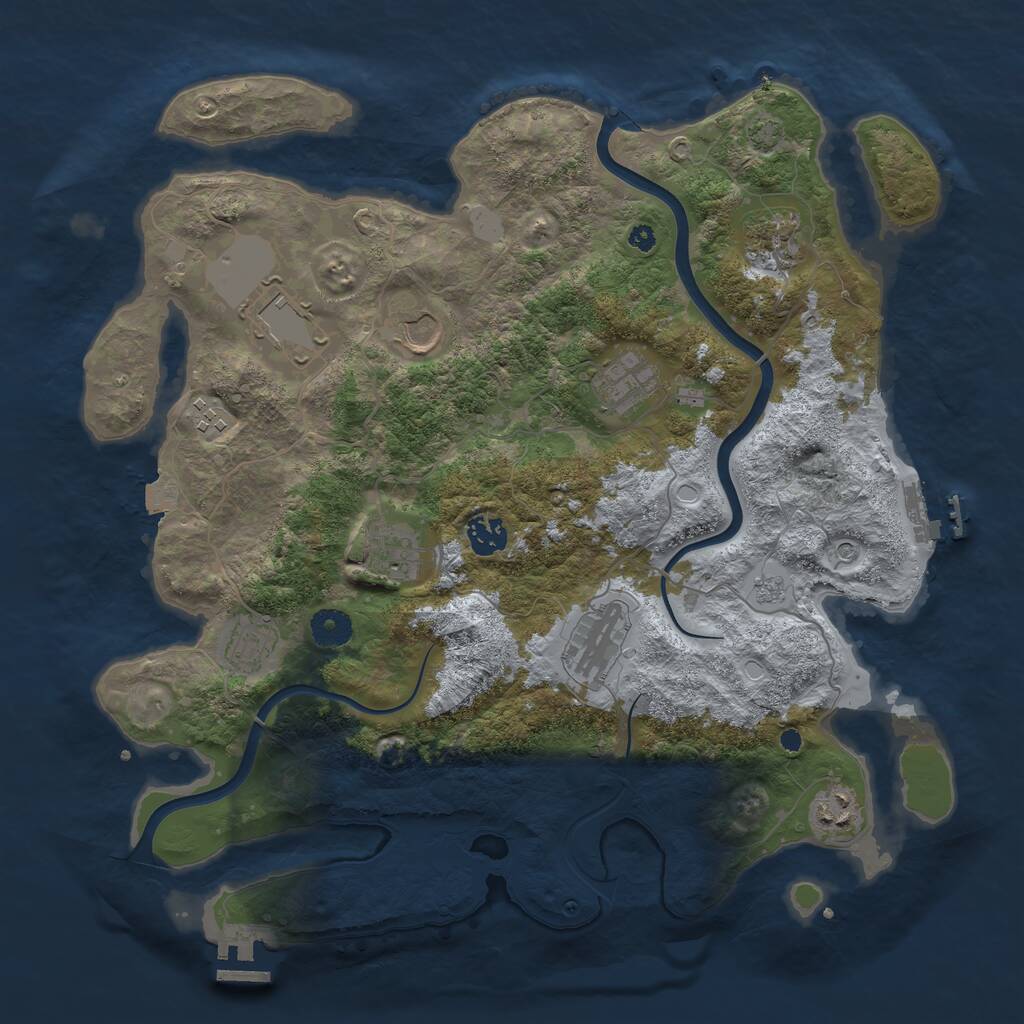 Rust Map: Procedural Map, Size: 3850, Seed: 241808371, 16 Monuments