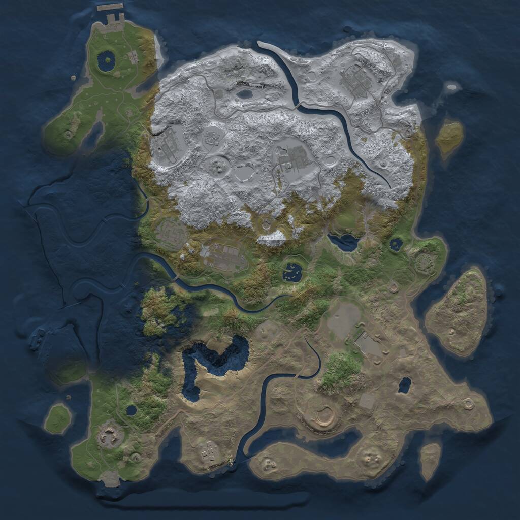 Rust Map: Procedural Map, Size: 4000, Seed: 74731, 16 Monuments