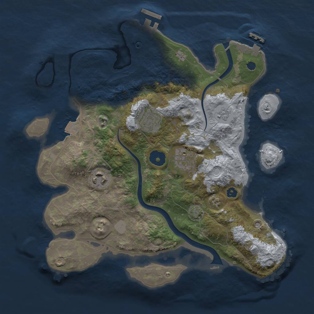 Rust Map: Procedural Map, Size: 3000, Seed: 666420, 8 Monuments