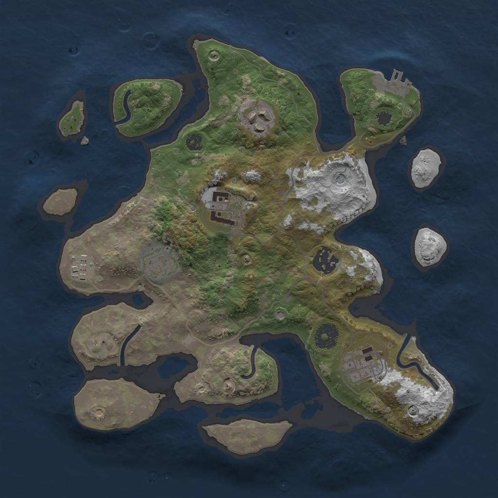 Rust Map: Procedural Map, Size: 3000, Seed: 666420, 10 Monuments