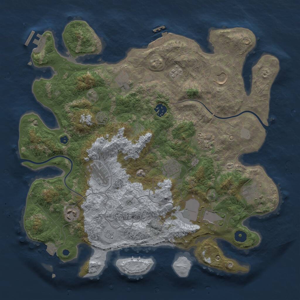 Rust Map: Procedural Map, Size: 3750, Seed: 159376428, 16 Monuments