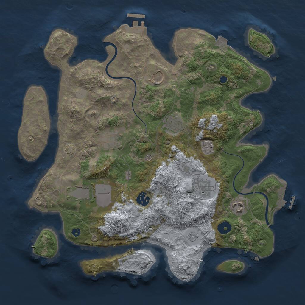 Rust Map: Procedural Map, Size: 3500, Seed: 1577798047, 14 Monuments