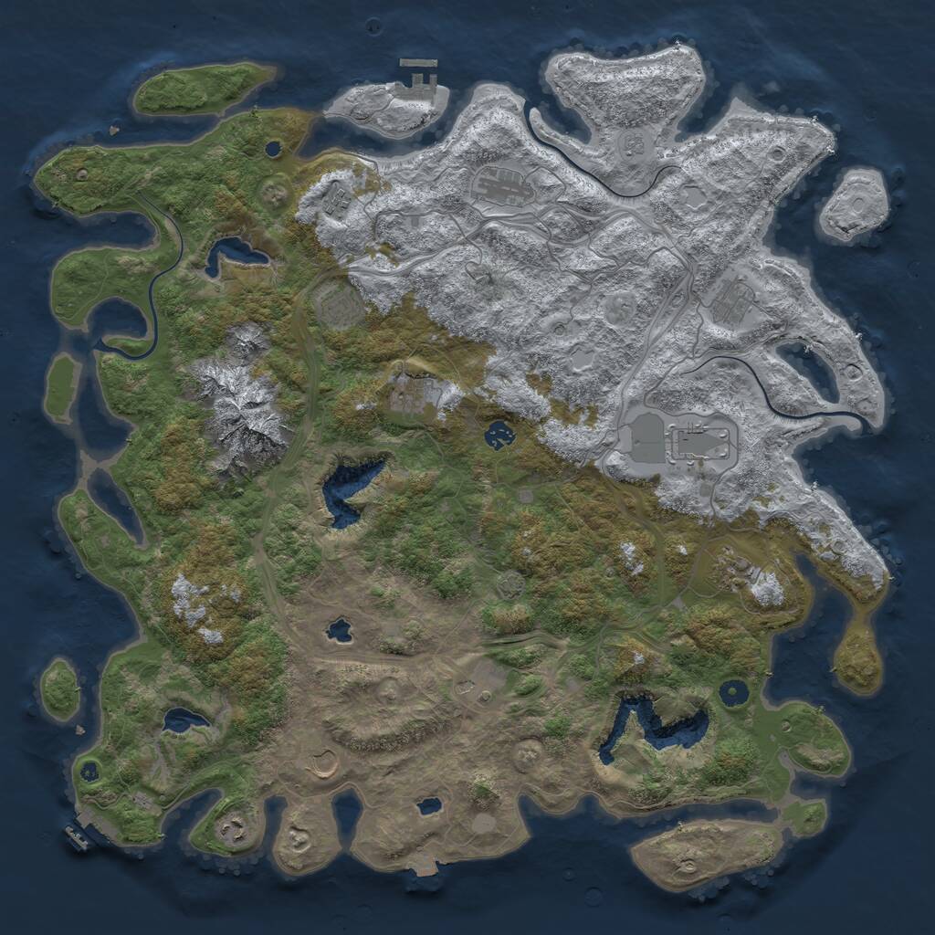 Rust Map: Procedural Map, Size: 5000, Seed: 74316378, 17 Monuments