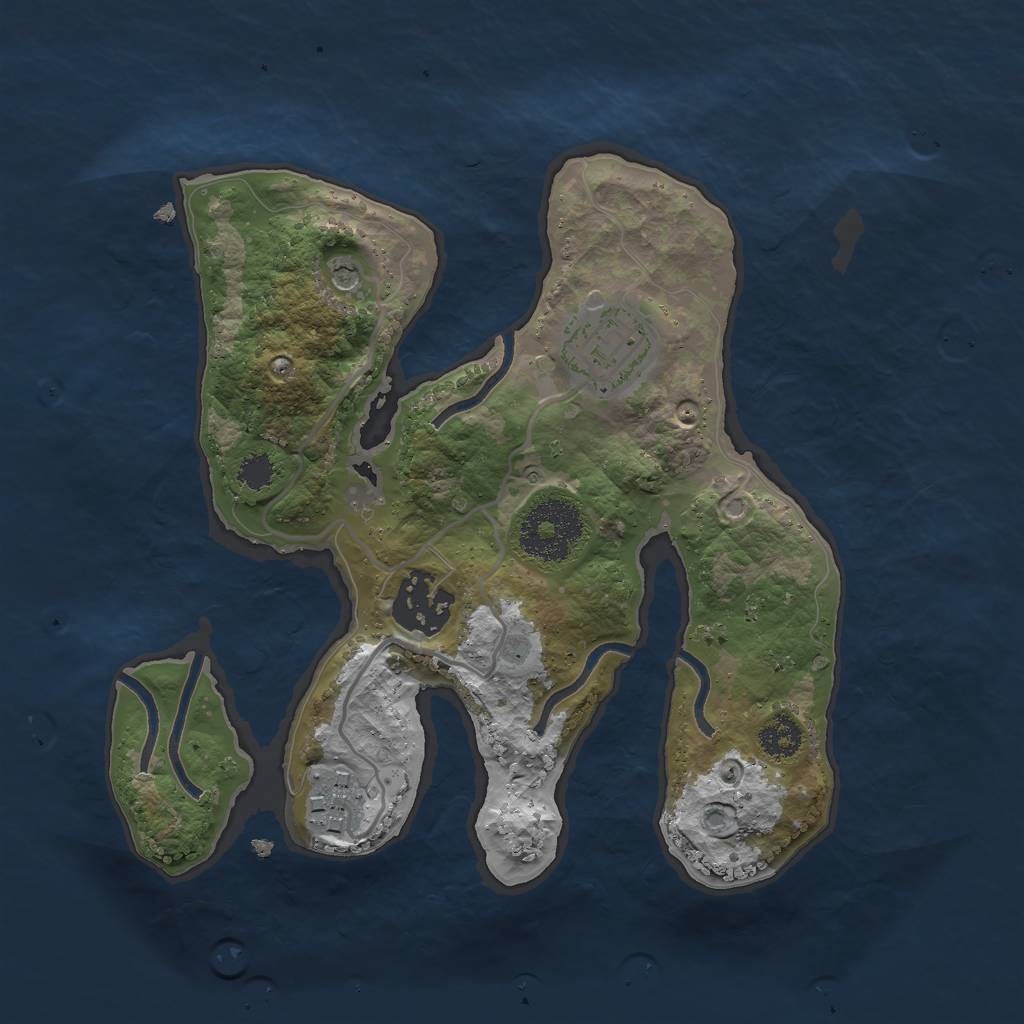 Rust Map: Procedural Map, Size: 2500, Seed: 757631, 6 Monuments