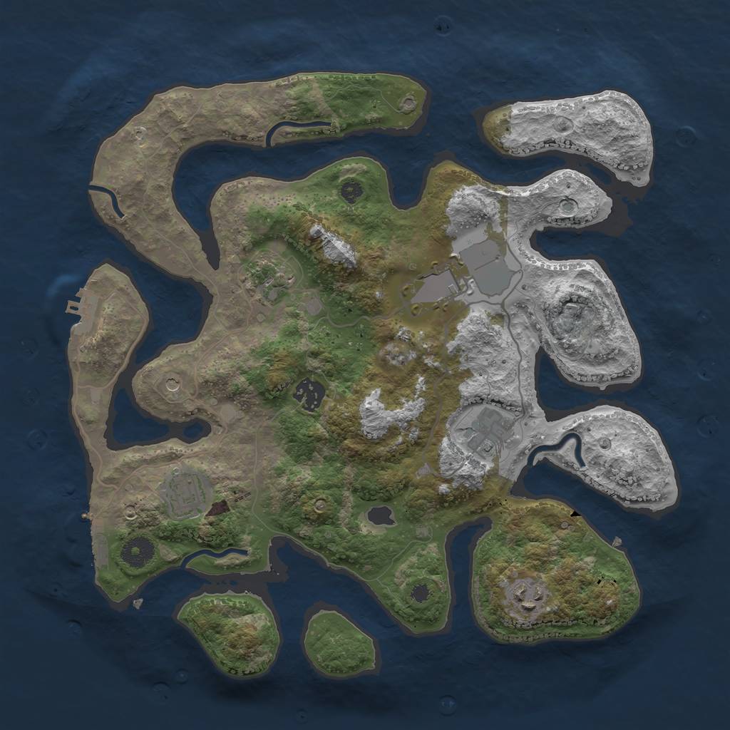 Rust Map: Procedural Map, Size: 3500, Seed: 523542, 11 Monuments