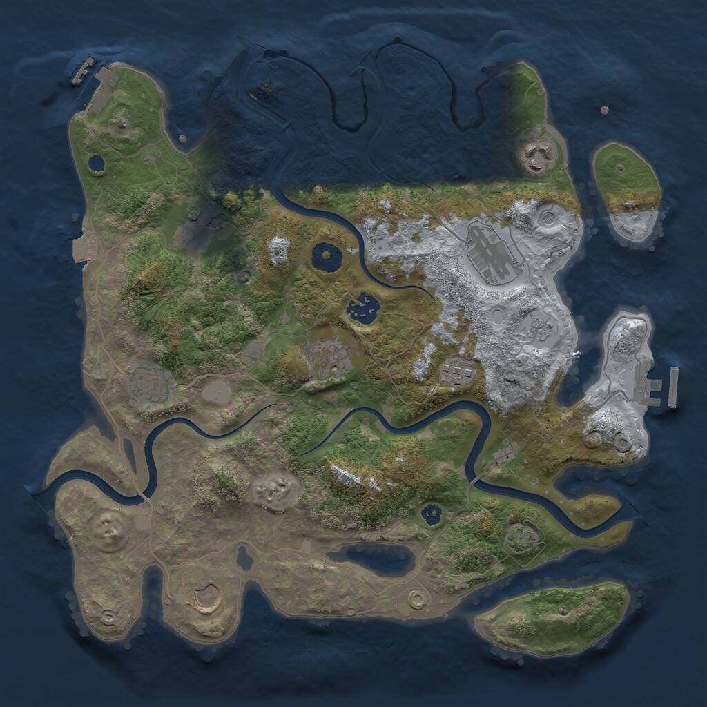 Rust Map: Procedural Map, Size: 3500, Seed: 621937, 14 Monuments