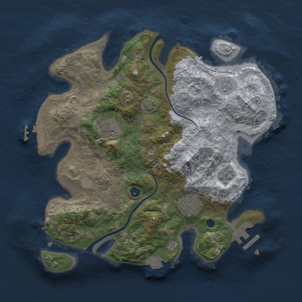 Rust Map: Procedural Map, Size: 3000, Seed: 41996219, 9 Monuments