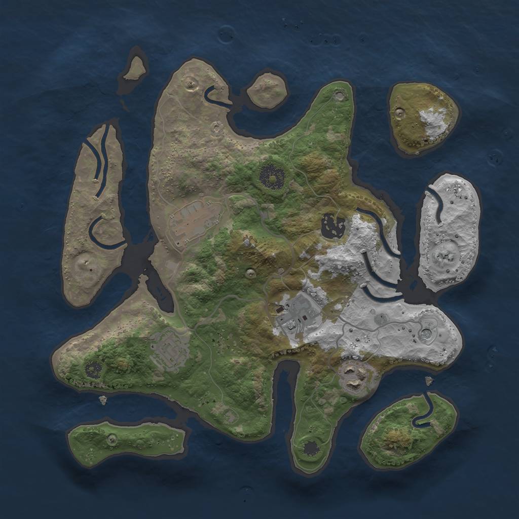 Rust Map: Procedural Map, Size: 3000, Seed: 202899320, 8 Monuments