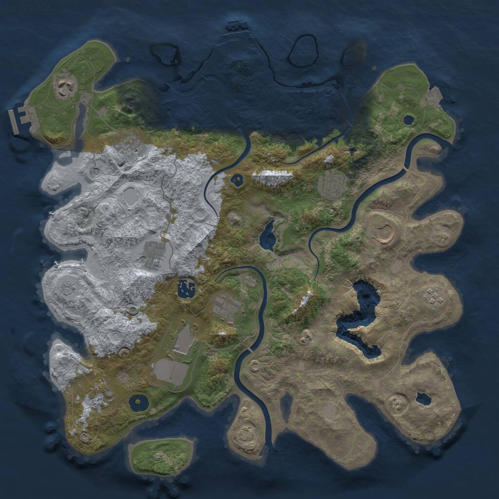 Rust Map: Procedural Map, Size: 4000, Seed: 47264, 16 Monuments