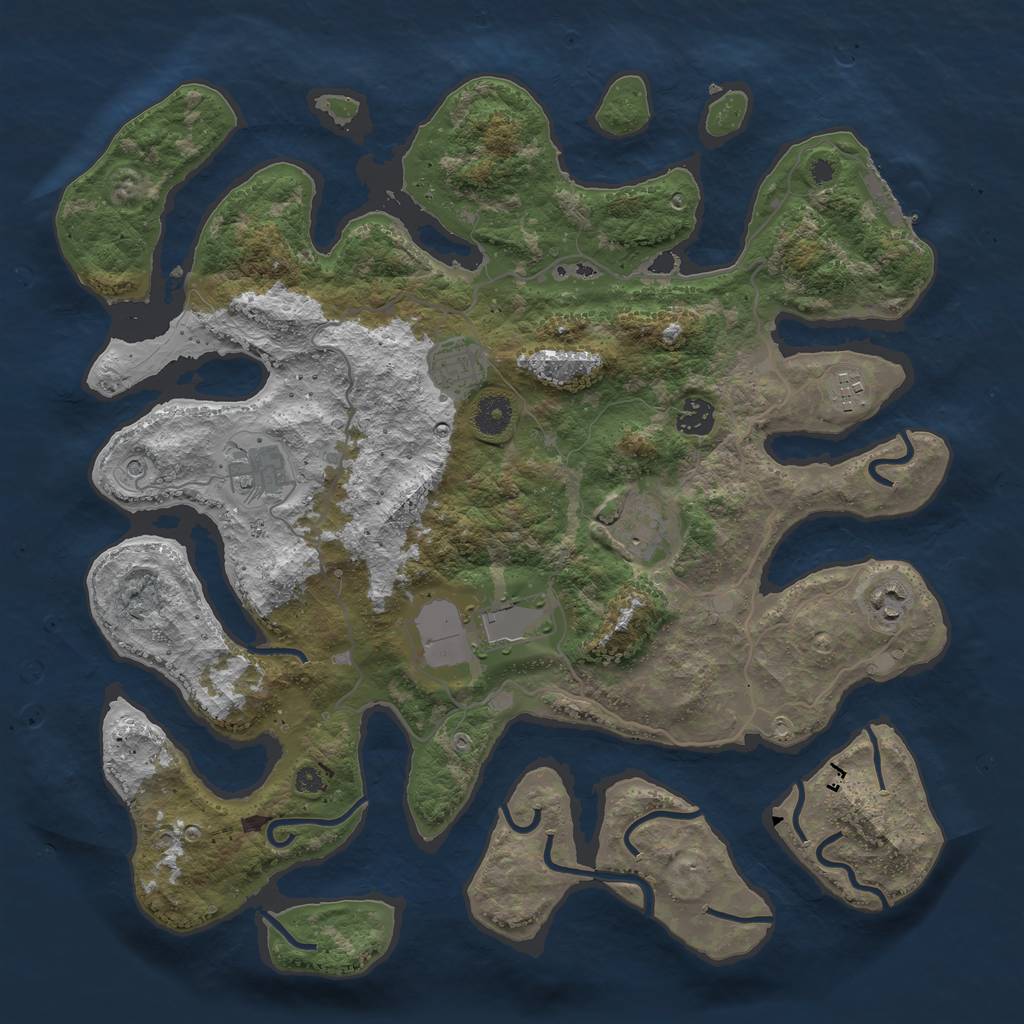 Rust Map: Procedural Map, Size: 4000, Seed: 47264, 11 Monuments