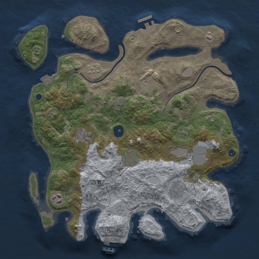 Rust Map: Procedural Map, Size: 3500, Seed: 1562393737, 13 Monuments