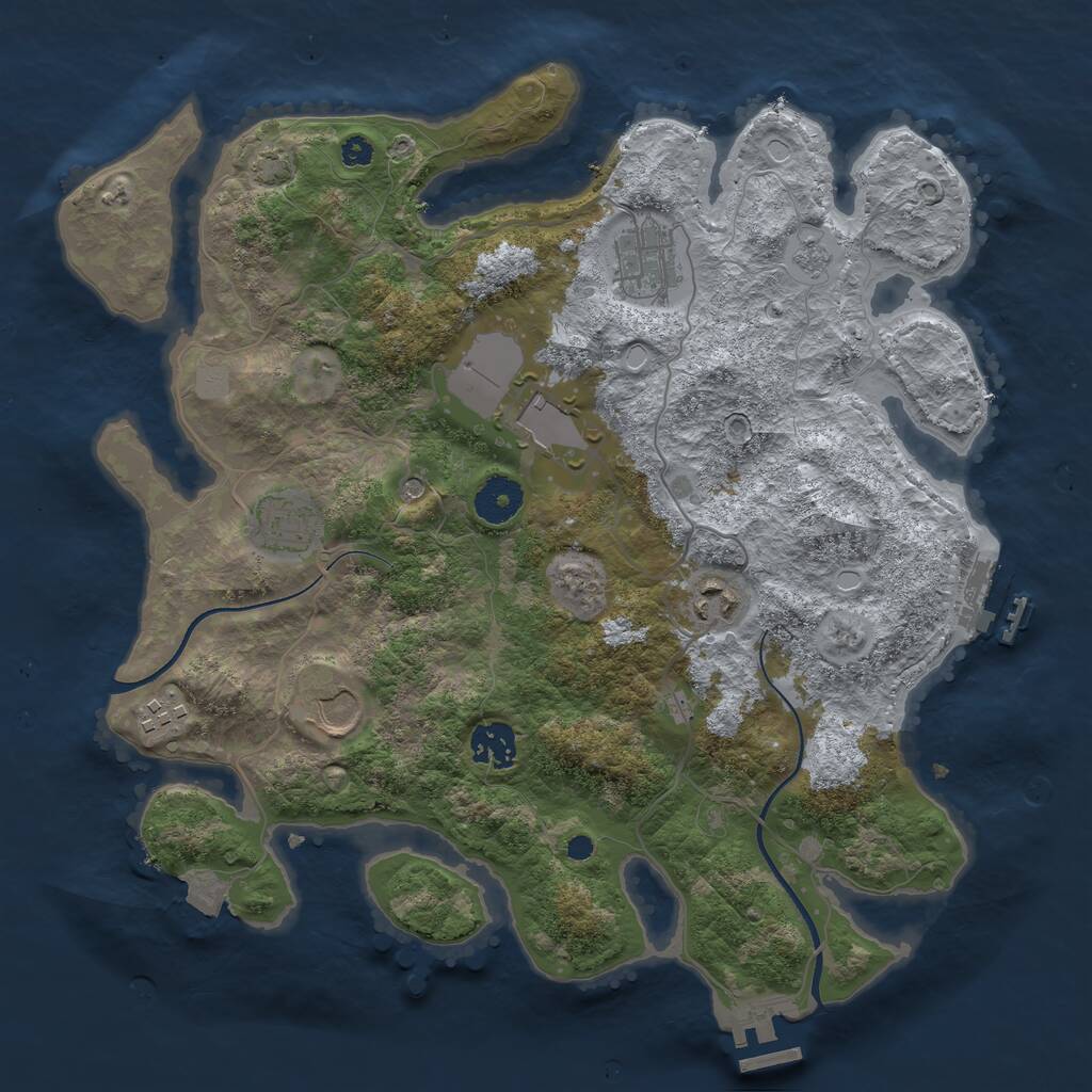 Rust Map: Procedural Map, Size: 3500, Seed: 437861, 13 Monuments