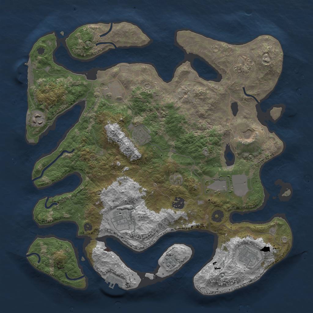 Rust Map: Procedural Map, Size: 3800, Seed: 44451, 15 Monuments