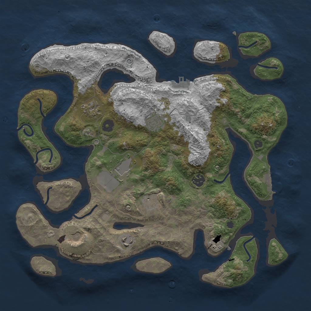 Rust Map: Procedural Map, Size: 3800, Seed: 91907, 13 Monuments