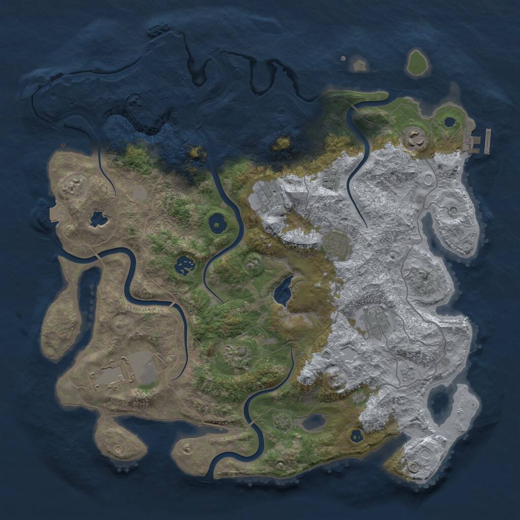 Rust Map: Procedural Map, Size: 4096, Seed: 101907, 14 Monuments