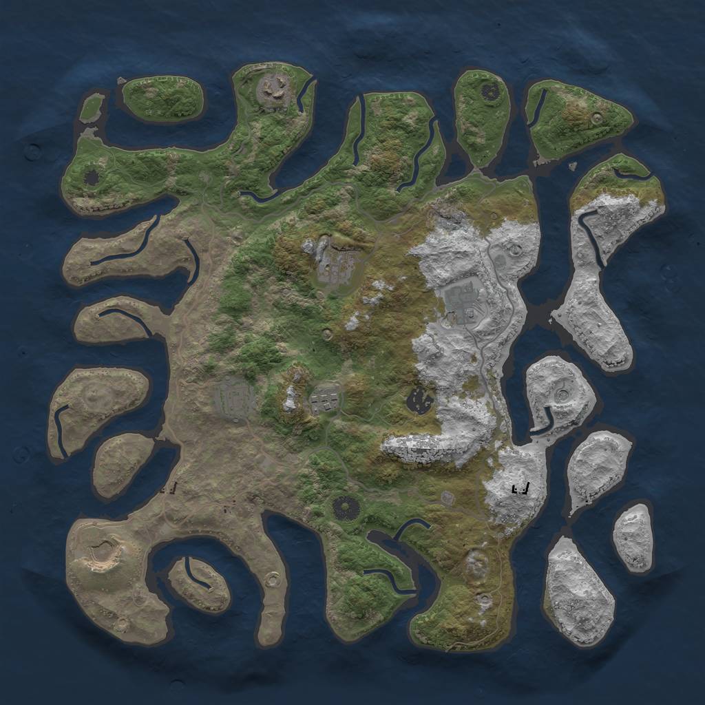 Rust Map: Procedural Map, Size: 4000, Seed: 857809, 10 Monuments