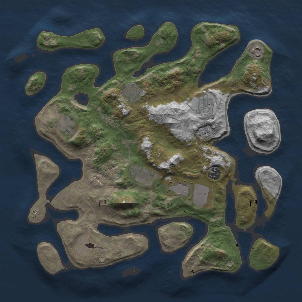 Rust Map: Barren, Size: 3750, Seed: 5667567, 12 Monuments