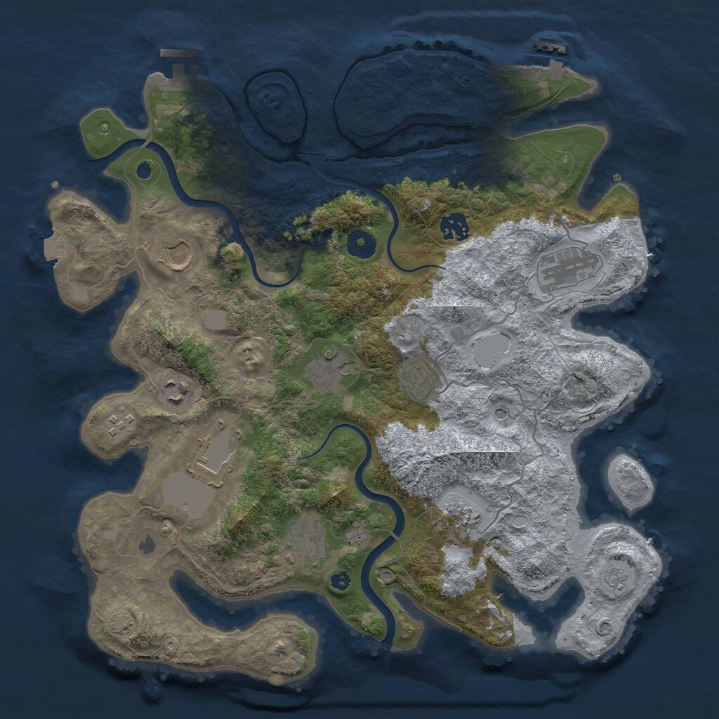 Rust Map: Procedural Map, Size: 3750, Seed: 780521, 16 Monuments