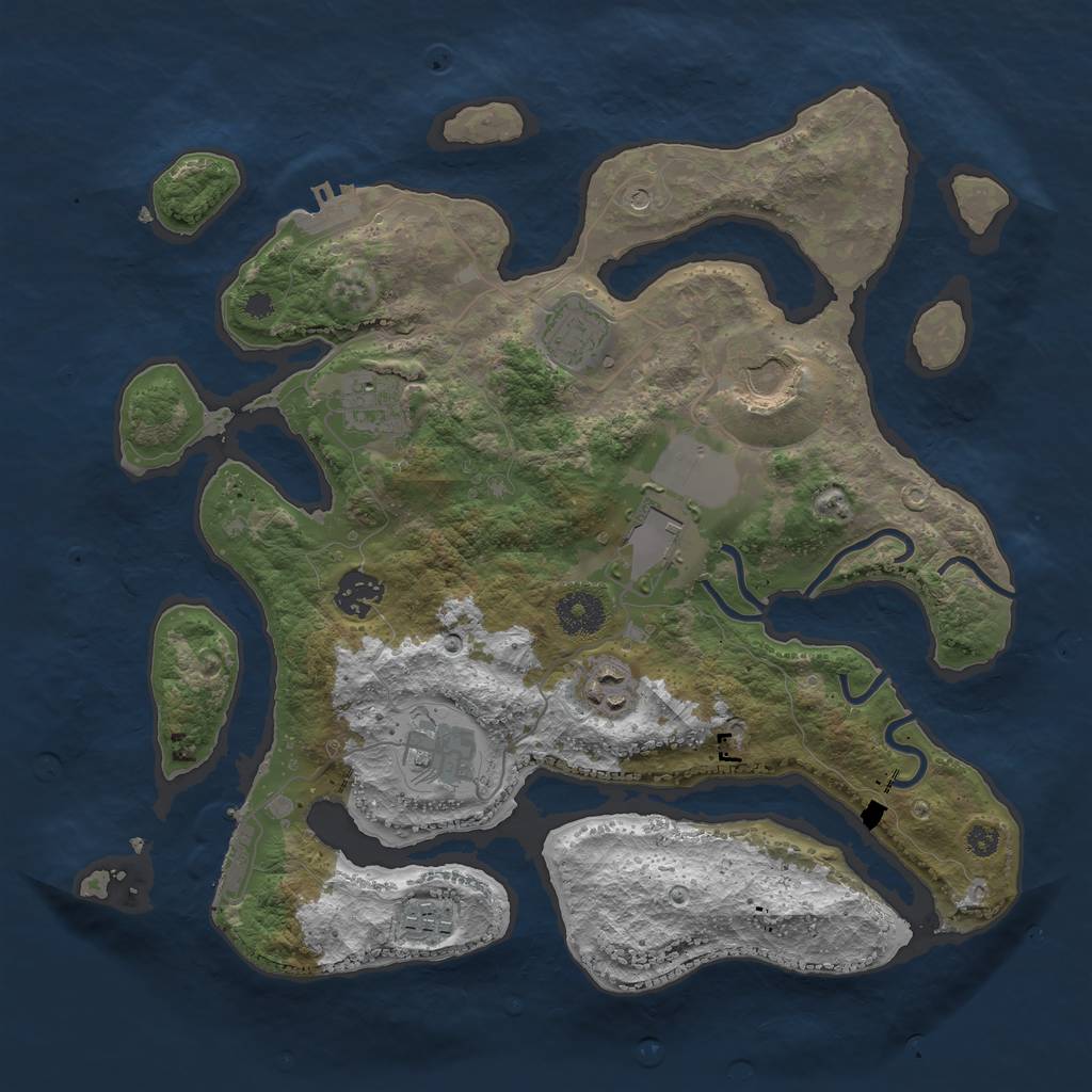 Rust Map: Procedural Map, Size: 3500, Seed: 645813267, 13 Monuments