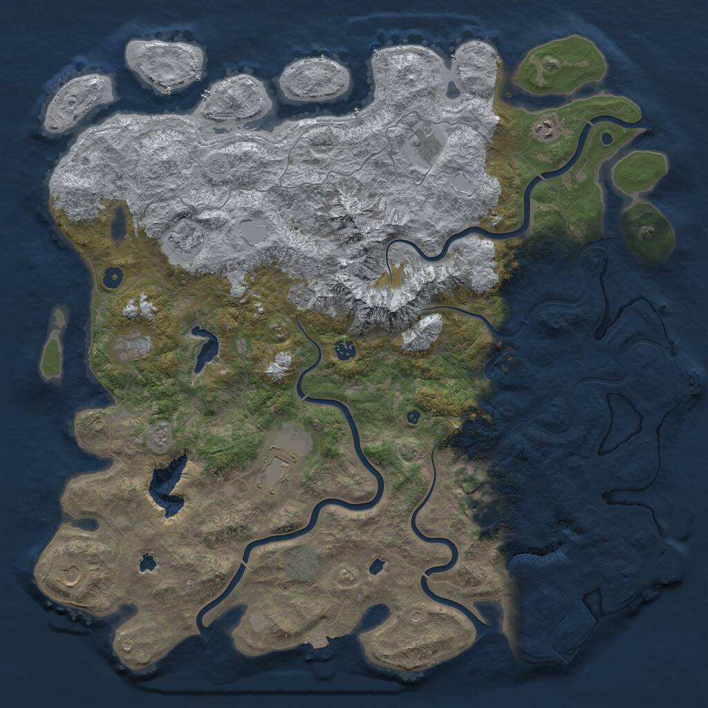 Rust Map: Procedural Map, Size: 5120, Seed: 181323174, 16 Monuments