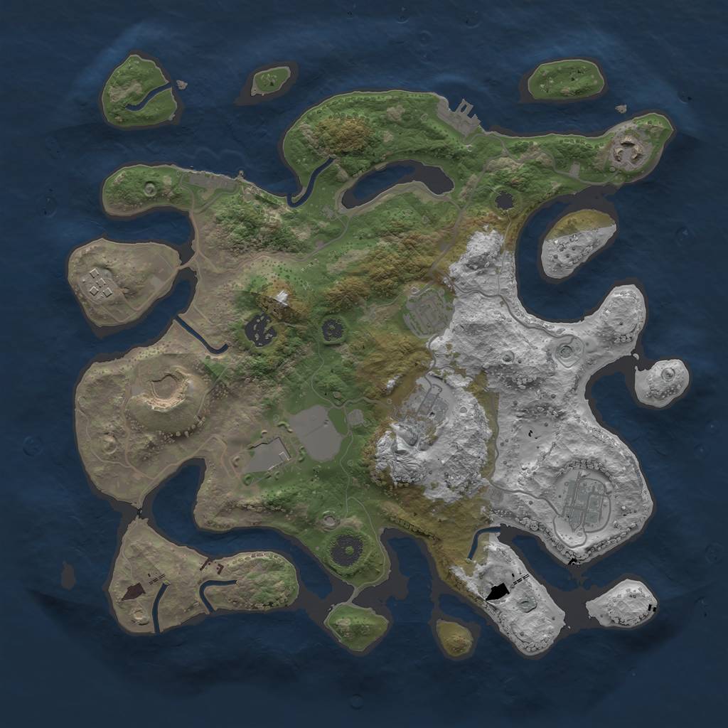 Rust Map: Procedural Map, Size: 3500, Seed: 1000107, 13 Monuments