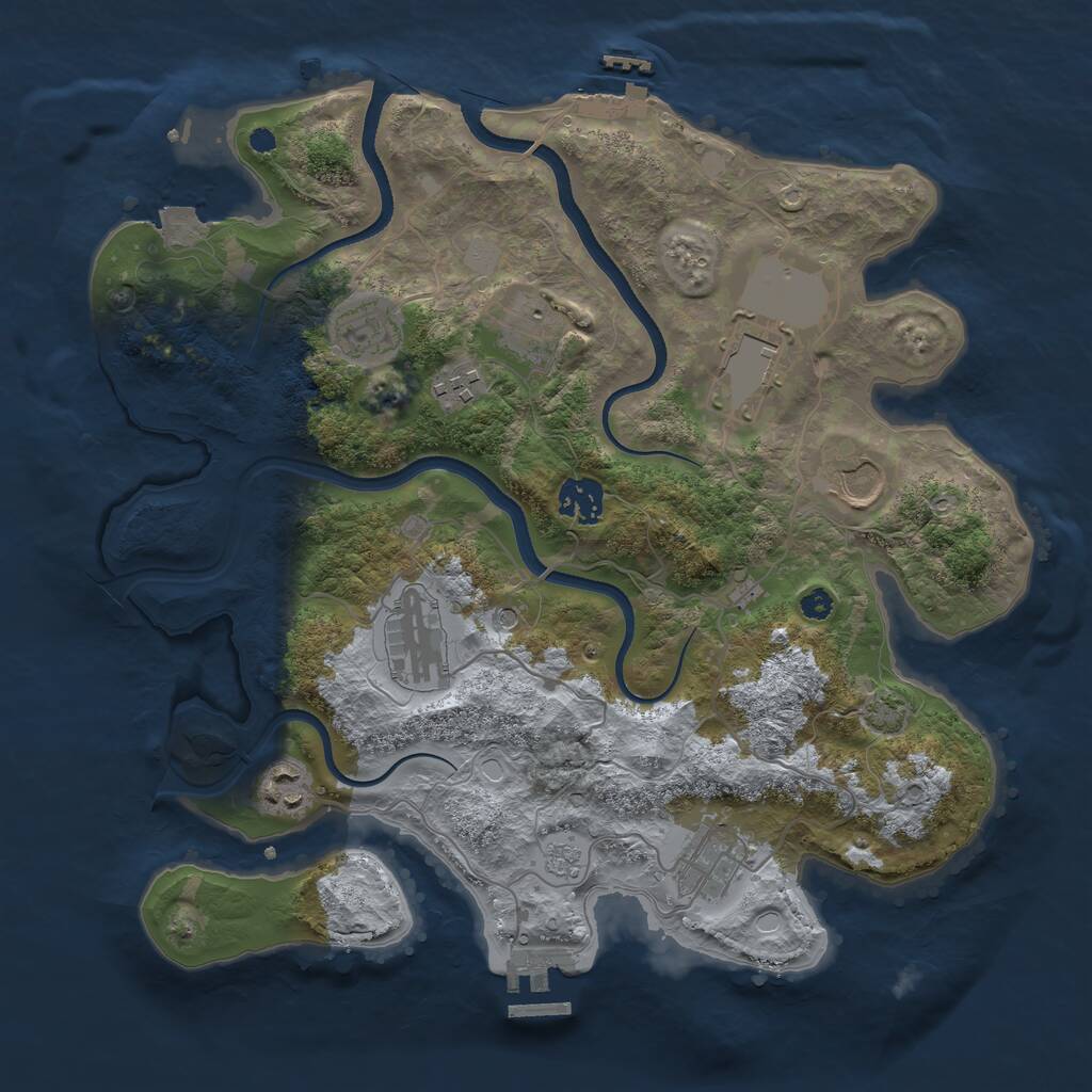 Rust Map: Procedural Map, Size: 3500, Seed: 1219606014, 15 Monuments