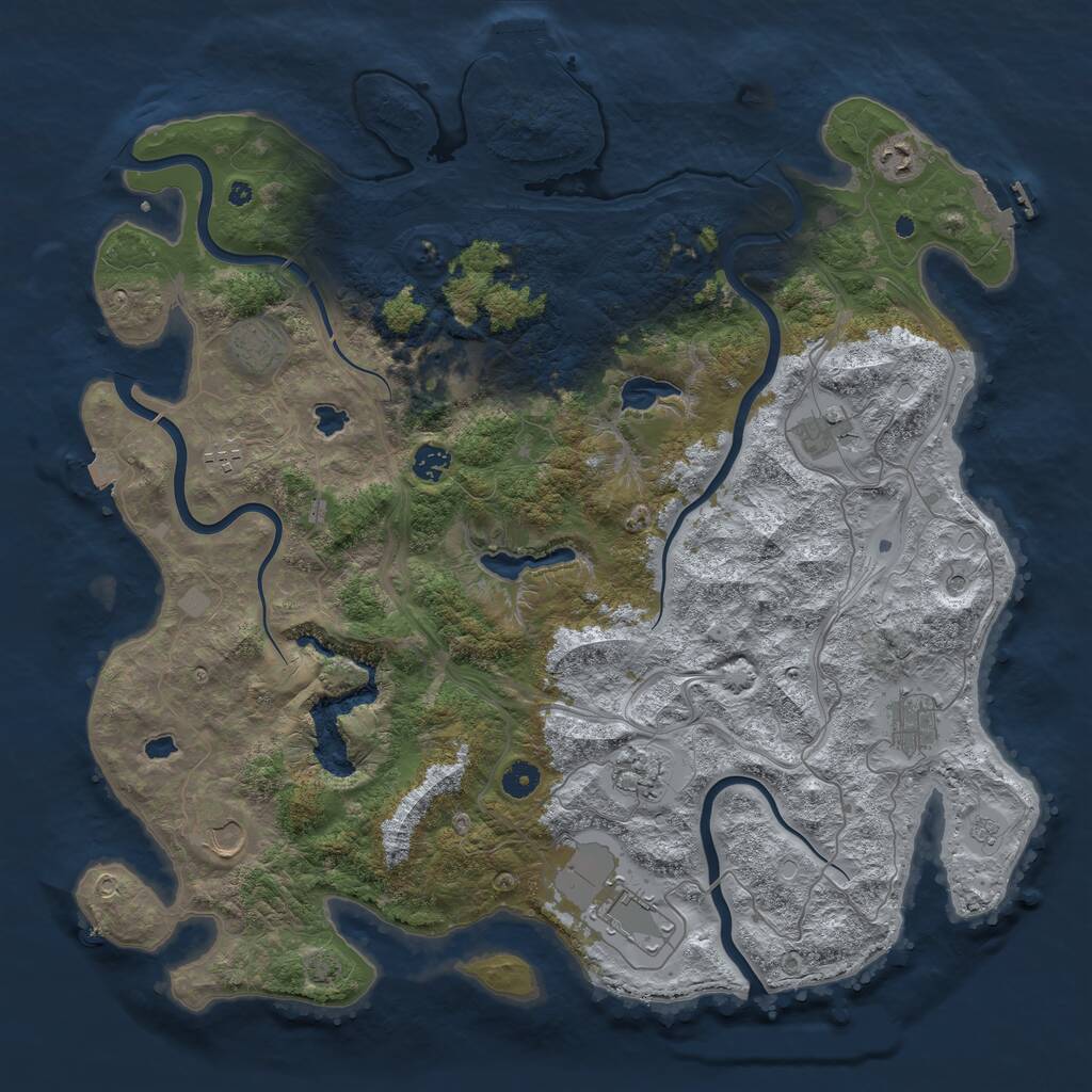 Rust Map: Procedural Map, Size: 4500, Seed: 98765432, 16 Monuments