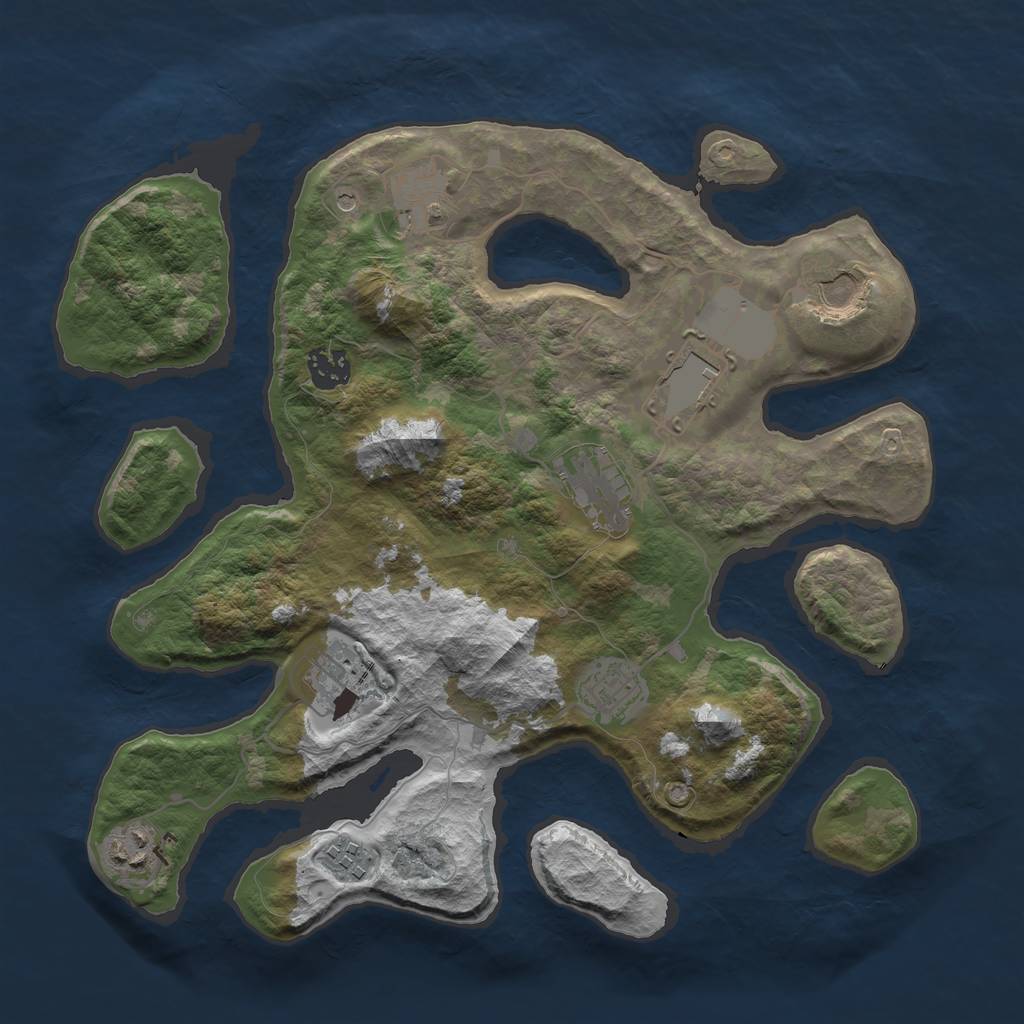 Rust Map: Barren, Size: 3500, Seed: 216136984, 12 Monuments